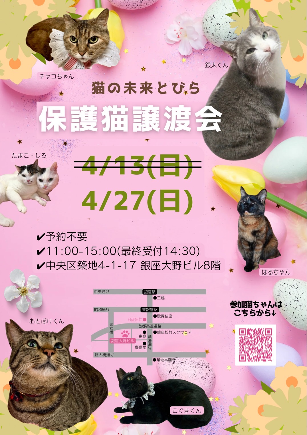 <center>猫の未来とびら譲渡会in東銀座</center>
