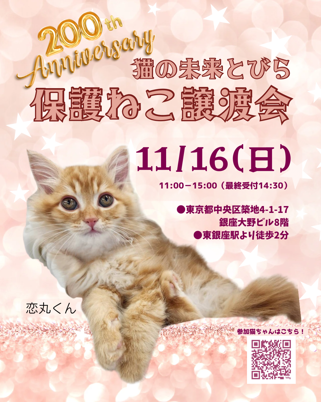 <center>猫の未来とびら譲渡会in東銀座</center>
